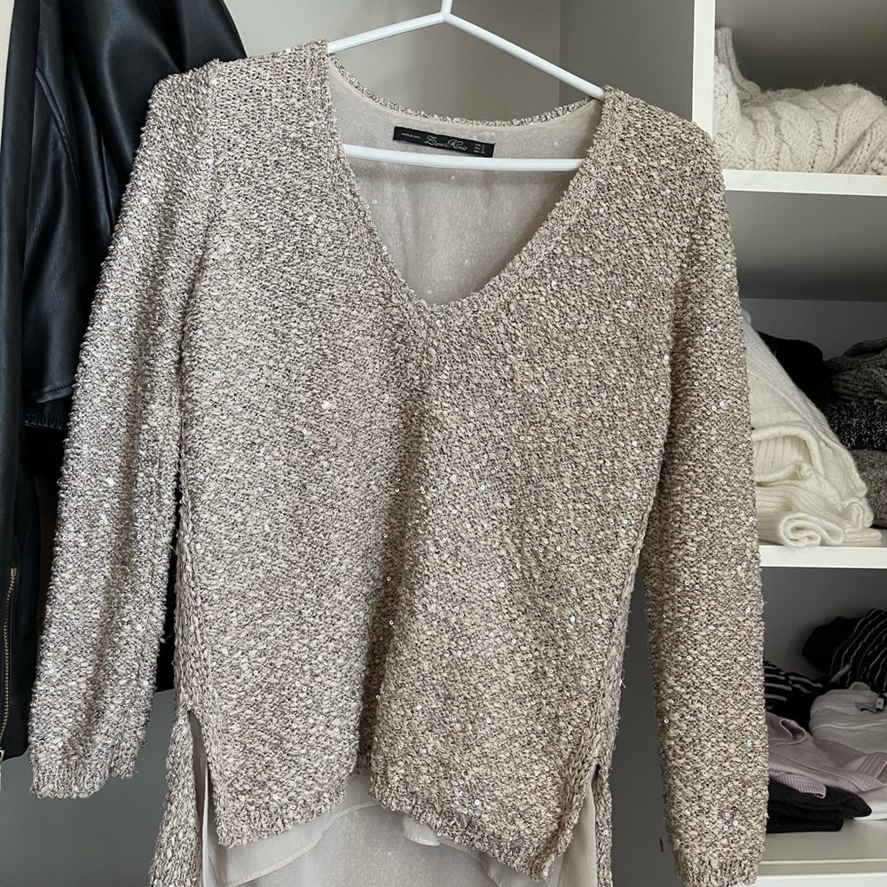 Super cute champagne sequin knit from zara